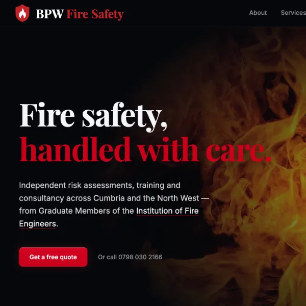 BPW Fire Safety website screenshot