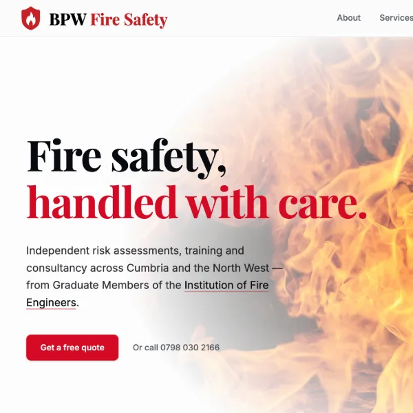 BPW Fire Safety website screenshot