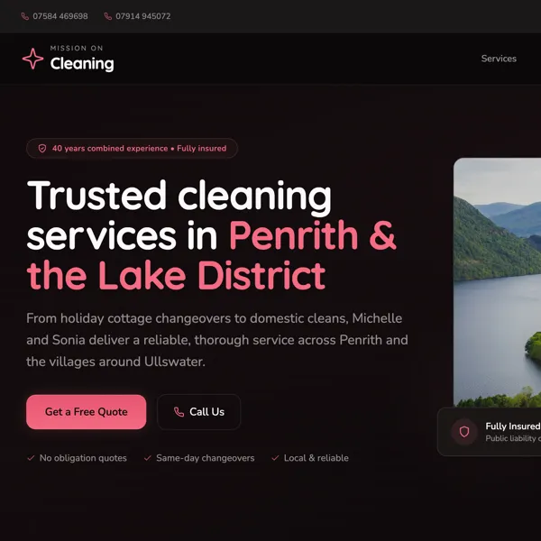 Mission on Cleaning website screenshot