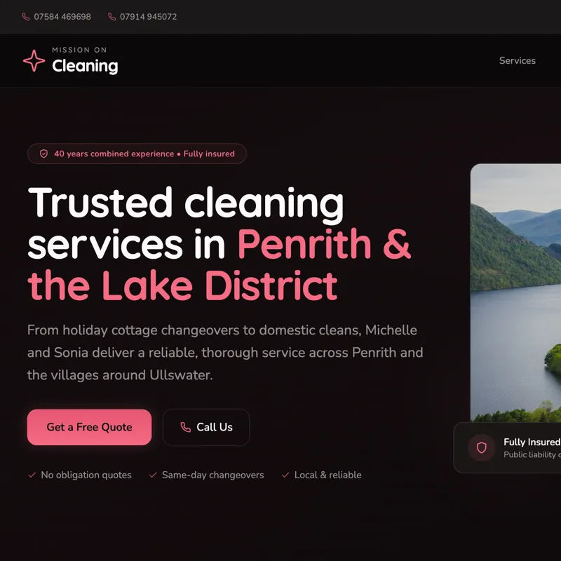 Mission on Cleaning website screenshot