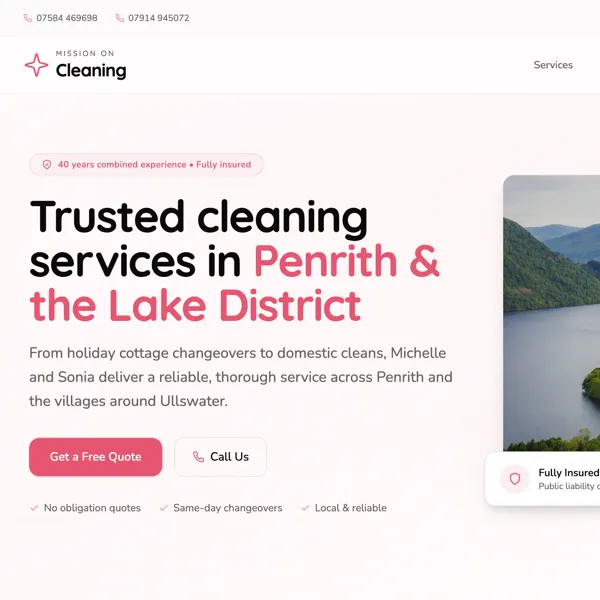 Mission on Cleaning website screenshot